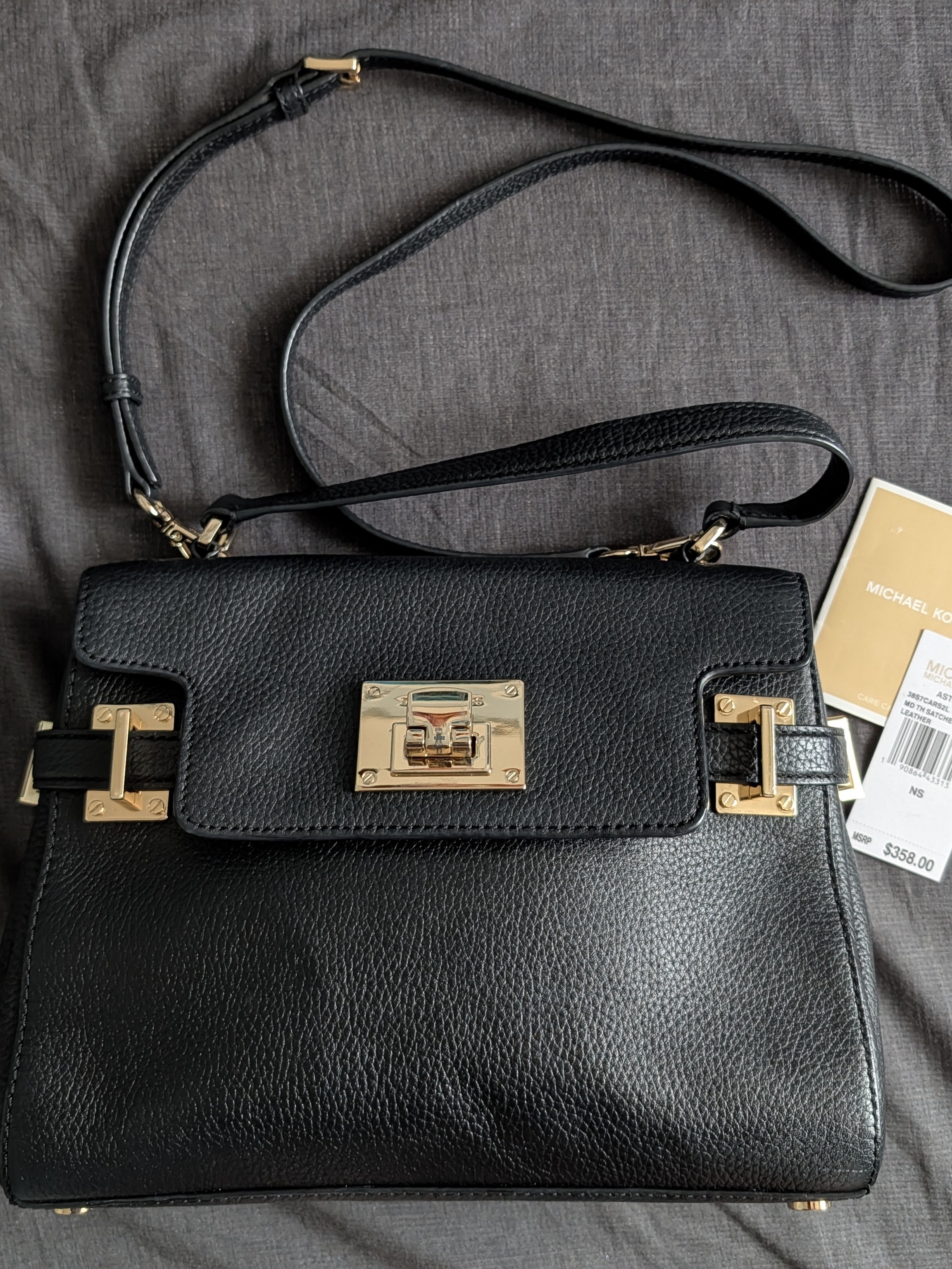 Michael Kors Astrid Black Leather Crossbody